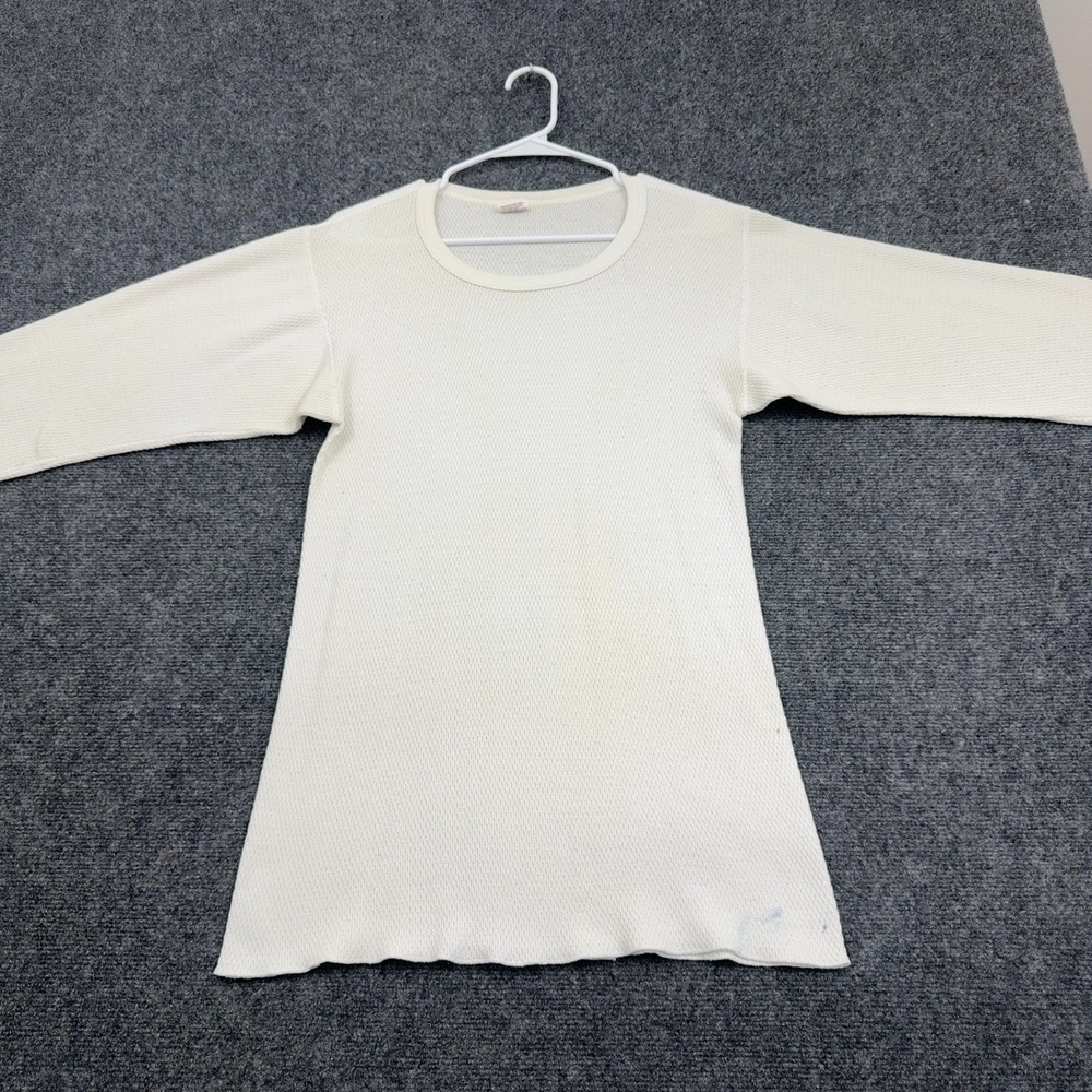 Vintage JE Morgan Thermal Shirt Mens L White Cotton Blend Waffle Knit Gorpcore